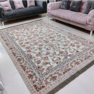 فرش 1200 شانه کاشان طرح بهشت نقره ای